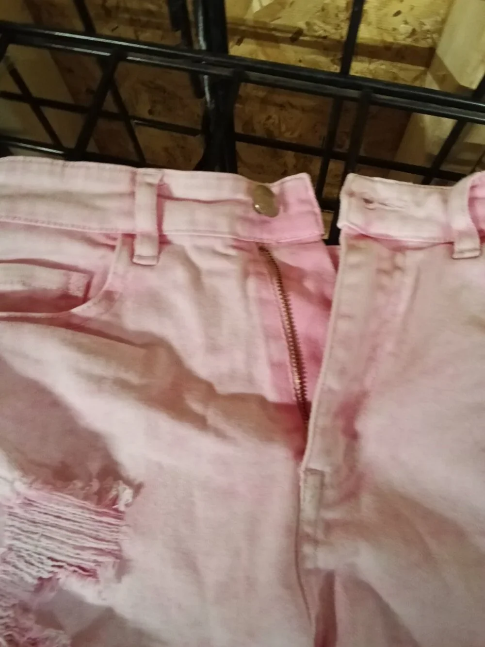 Justice Girls Pink Distressed Denim Shorts Size 14